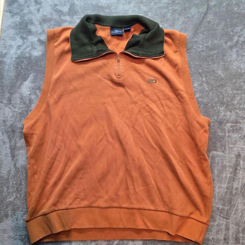 Dockers Sweater Vest Mens 2XL Orange 1/4 Zip Collared Golf Knit Sleeveless